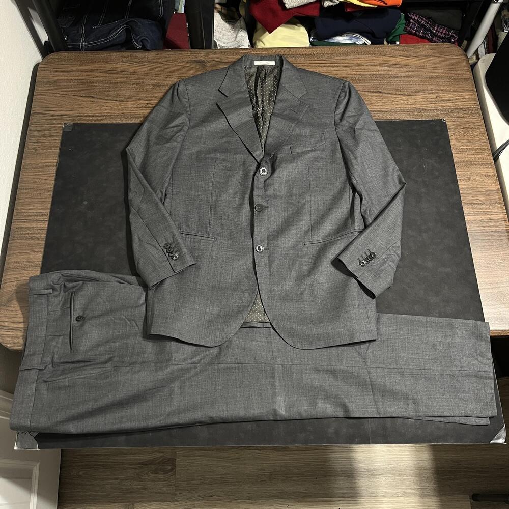 Sartoria Rossi Suit Mens EU 50 38 Gray Wool 2 Piece Notch Lapel Made In Italy
